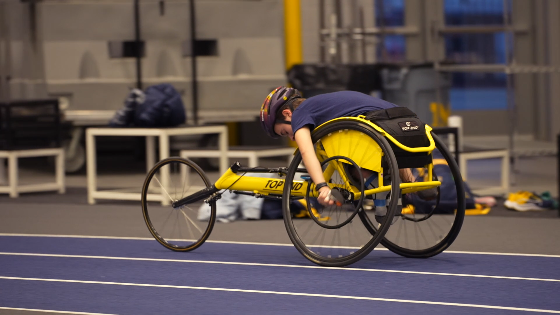 Photo of wheelchair racing competitor.
